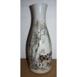 A Chinese Republic style large vase, white ground with painted decoration of men with horses, marked