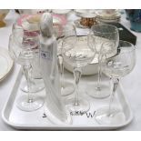 A Spode figure: Georgina by Pauline Shone; a set of 6 wine glasses