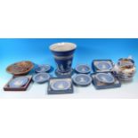 A Wedgwood blue Jasperware vase; 9 other pieces of Wedgwood; a Wade tortoise ashtray; collectors