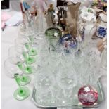 A part suite of cut drinking glasses; other glassware