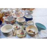 A Victorian style jug and bowl; a selection of Victorian and later chamber pots; bowls; etc.