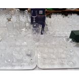 A large collection of Stuart and other lead crystal including decanter with silver collar, wines,