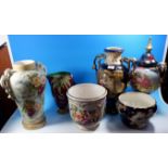 A Capodimonte jardiniere; a selection of Victorian and later vases; etc.