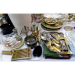 A selection of glassware; cutlery; silver plate