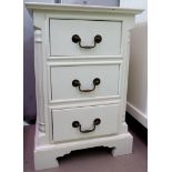 A pair of white 3 height bedside cabinets