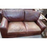 Halo Furniture brown leather 2 seater settee, length 67"