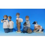 A Nao figure group of altar boys, 7"; 2 other boy groups