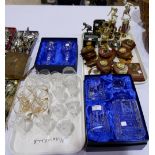A Bohemia crystal decanter, boxed; a pair of similar hock glasses; various others; various bowling