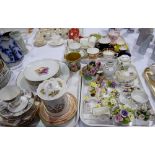 Nine pieces of Coalport miniature and encrusted china; a continental 7 piece dessert service;