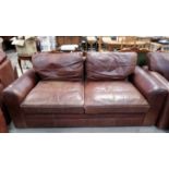 A Halo Furniture 2 seater settee in brown leather, length 77"