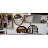 Three gilt framed mirrors; 2 other mirrors