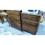 A pine chest of four drawers and a small oak chest of drawers