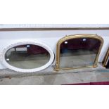 A Victorian gilt framed overmantle and a painted oval mirror