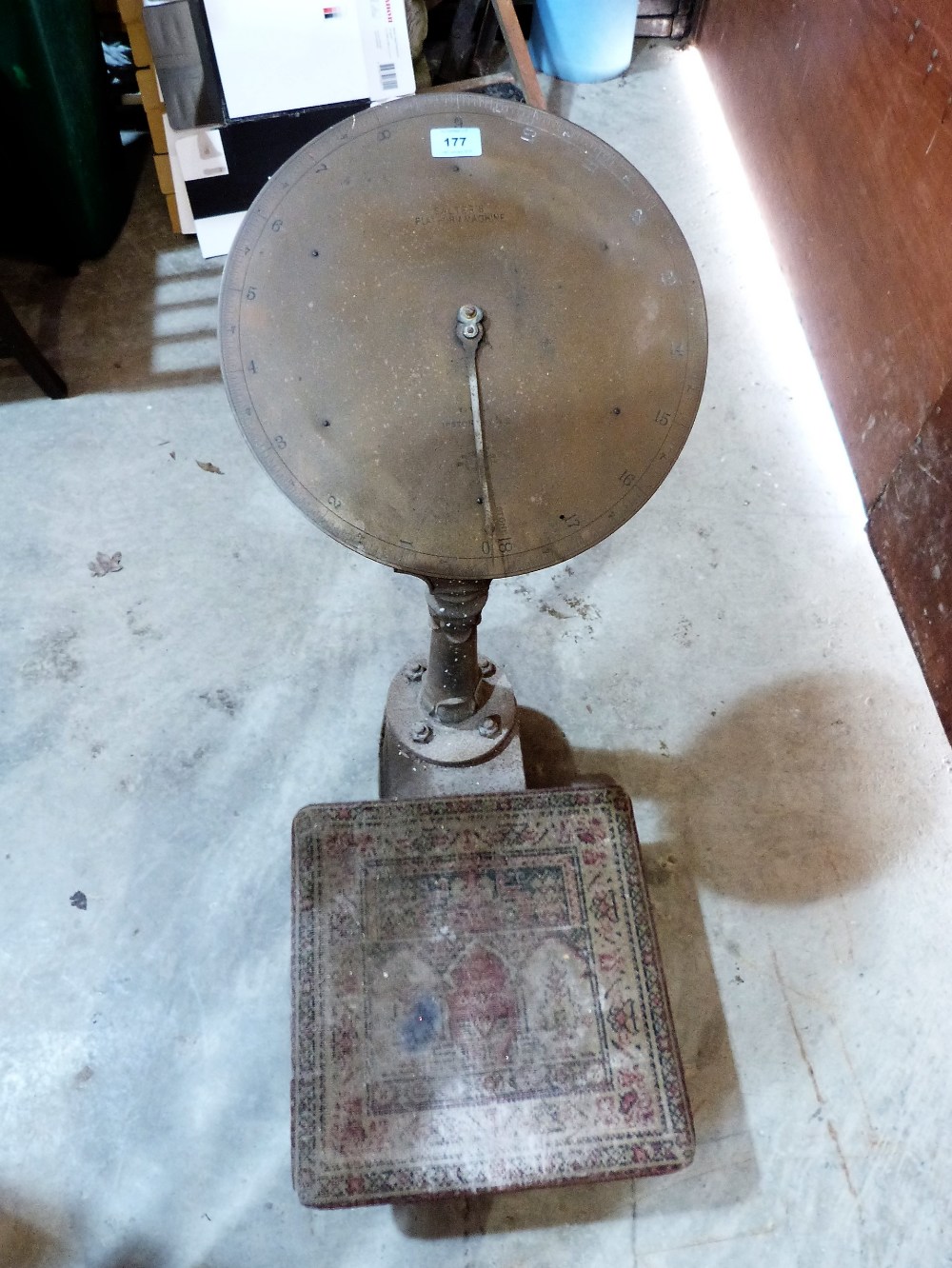 A Victorian Salters cast iron platform weighing machine