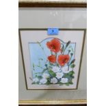 A watercolour by Keith Johnson, Poppies and Wood Anemones. 10'' x 9''