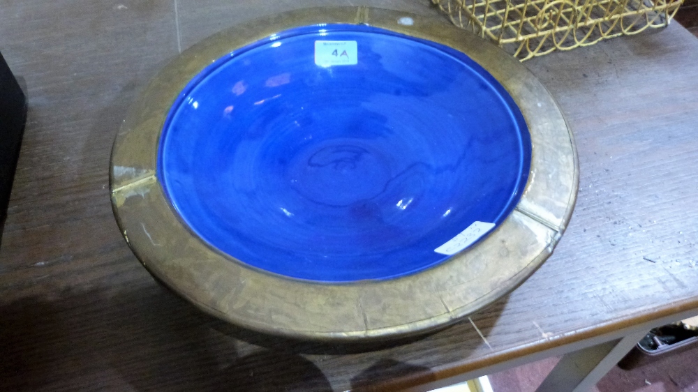 A brass mounted Moroccan bowl