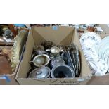 A box of plate and other metalware