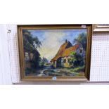 SVENSON. 20th CENTURY DANISH: Village scene. Signed. Oil on canvas. 18'' x 23½''