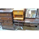 A Stag chest of drawers and dressing table together with a pine bedside table