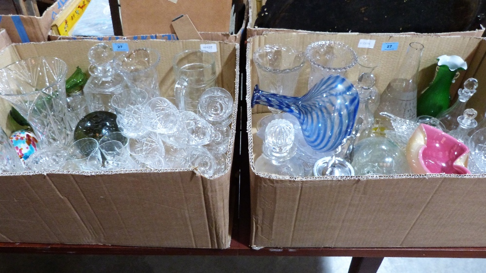 Two boxes of glassware