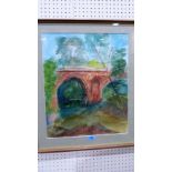 NOEL BYASS: Bridge at Vidauban. Signed, inscribed verso. Watercolour. 20'' x 16''