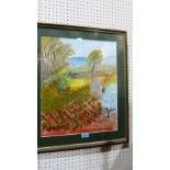 NOEL BYASS: Provencale scene. Signed monogram, inscribed verso. Watercolour. 20'' x 16''