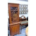 A bureau-de-dame of recent manufacture with a yew standing corner cabinet