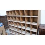 A school rack with 35 pigeon holes. 68'' wide