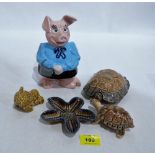 A Wade Nat West pig and four other Wade pieces