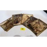 Fourteen Arthur Rackham illustrative prints mounted on cards. 4¼'' x 7''