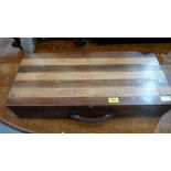 A treen box, the lid inscribed 'Suttons Seeds'. 27'' wide