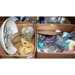 Two boxes of ceramics, glassware and stoneware