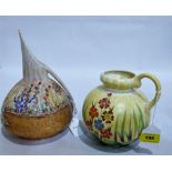 A Decoro pottery jug and a Bewley Pottery jug. Both 1930's