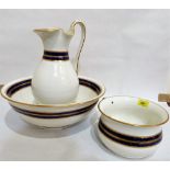 A Royal Worcester washstand set comprising jug, bowl and chamber pot (handle repaired)