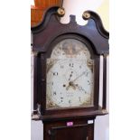 A George III oak longcase clock, the enamel and painted dial signed T. Phillips, Ludlow; 8 day