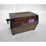 An early Victorian mahogany tea caddy, the interior with two lidded compartments 8¼'' wide. One ring