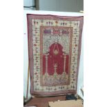 An Eastern style red ground wall hanging. 72'' x 48''