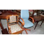 A George III style mahogany corner washstand, a commode chair and an office chair