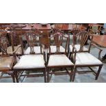 A harlequin dining set comprising a twin pedestal dining table, a set of six Hepplewhite style