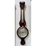 A 19th century mahogany and inlaid mercurial wheel barometer, the silvered dial signed I. Lafrancho,