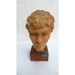 A plaster head of a young boy. 16'' high