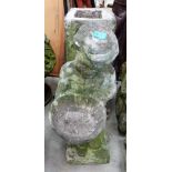 A garden statuary birdbath in the form of a boy on square pedestal. 50'' high