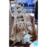 Five brass, rococo revival picture stands, various sizes