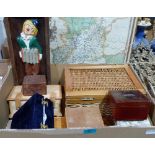 A collection of treen boxes and sundries