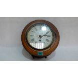 A Victorian dial clock with good quality brass spring barrel movement. Not fusee. 12'' diameter.