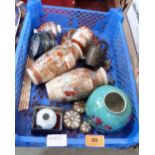 A box of oriental ceramics and sundries