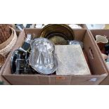 A box of platedware, other metalware and cutlery