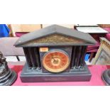 A French architectural slate cased mantle clock. Later movement. 12½'' high