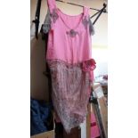 A 1920's pink silk, lace and beadwork 'flapper' dress