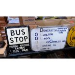 Eight various enamel and other bus signs